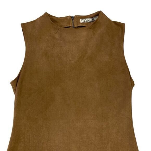 Chloe K Faux Suede Dress Womens Sz L Soft Rear Zip Western Business Career Mini - Picture 3 of 14